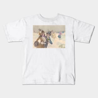 Vintage Victorian Ice Skating Kids T-Shirt